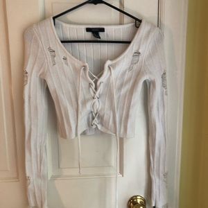 Forever21 Cropped Distressed Sweater